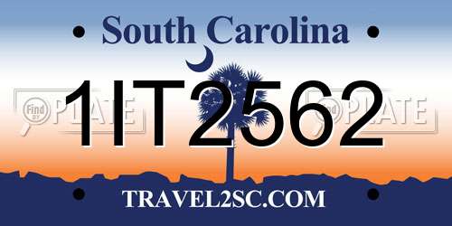 1IT2562 South Carolina License Plate