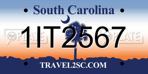 1IT2567 South Carolina License Plate