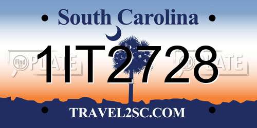 1IT2728 South Carolina License Plate