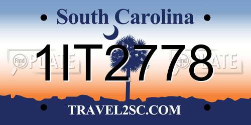 1IT2778 South Carolina License Plate