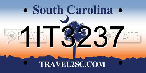 1IT3237 South Carolina License Plate