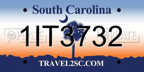 1IT3732 South Carolina License Plate