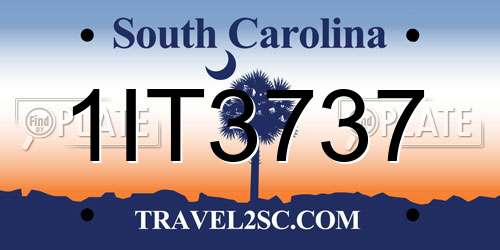 1IT3737 South Carolina License Plate