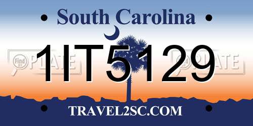 1IT5129 South Carolina License Plate