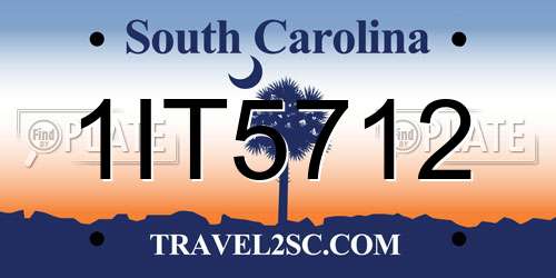 1IT5712 South Carolina License Plate