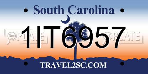 1IT6957 South Carolina License Plate