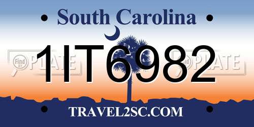 1IT6982 South Carolina License Plate