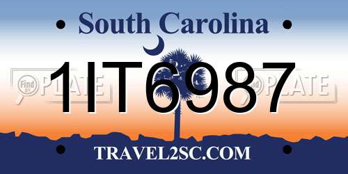 1IT6987 South Carolina License Plate