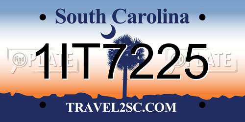 1IT7225 South Carolina License Plate