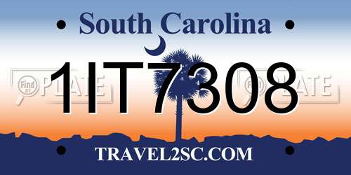1IT7308 South Carolina License Plate