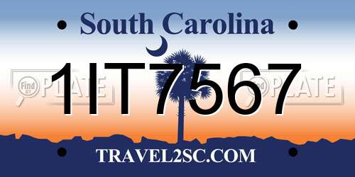 1IT7567 South Carolina License Plate