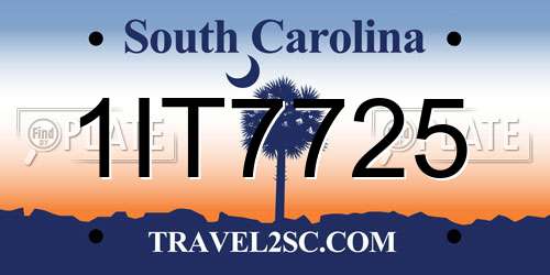 1IT7725 South Carolina License Plate