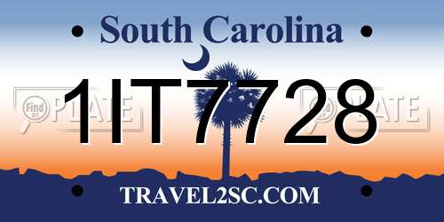 1IT7728 South Carolina License Plate