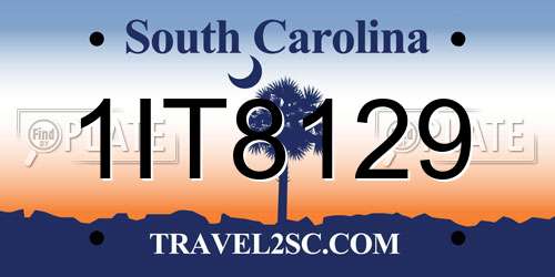 1IT8129 South Carolina License Plate