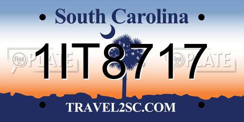 1IT8717 South Carolina License Plate