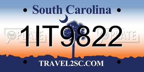 1IT9822 South Carolina License Plate