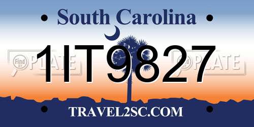 1IT9827 South Carolina License Plate