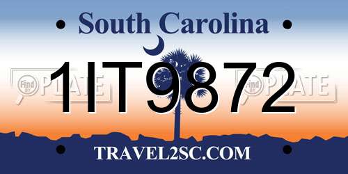 1IT9872 South Carolina License Plate