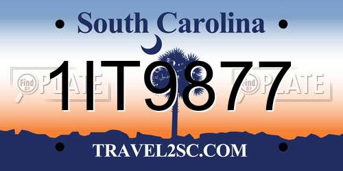 1IT9877 South Carolina License Plate