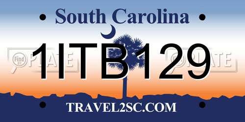 1ITB129 South Carolina License Plate