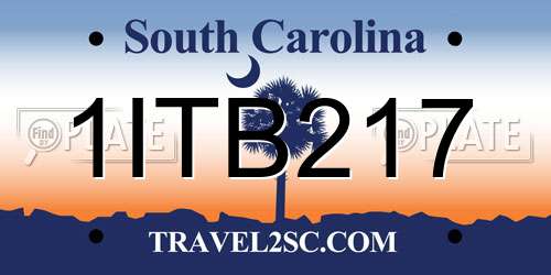 1ITB217 South Carolina License Plate