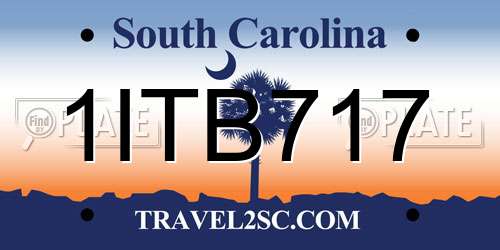 1ITB717 South Carolina License Plate
