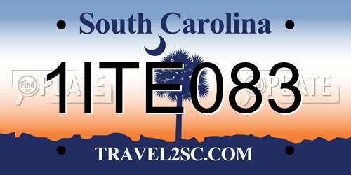1ITE083 South Carolina License Plate