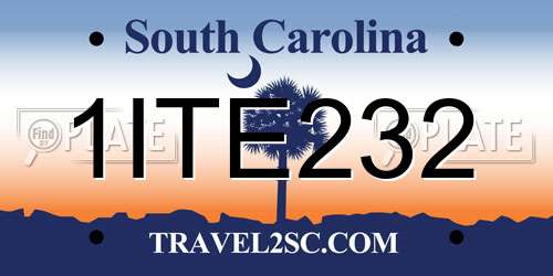 1ITE232 South Carolina License Plate