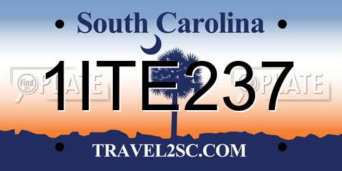 1ITE237 South Carolina License Plate