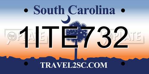 1ITE732 South Carolina License Plate