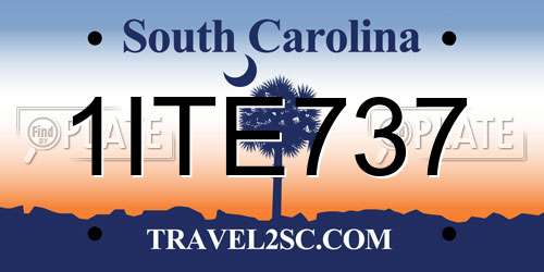1ITE737 South Carolina License Plate