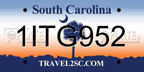 1ITG952 South Carolina License Plate