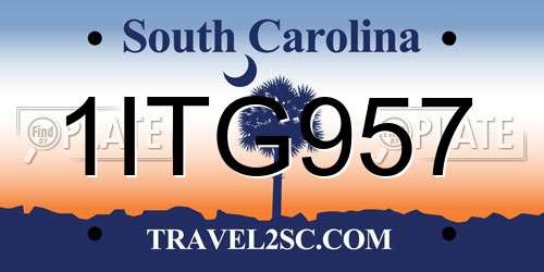 1ITG957 South Carolina License Plate