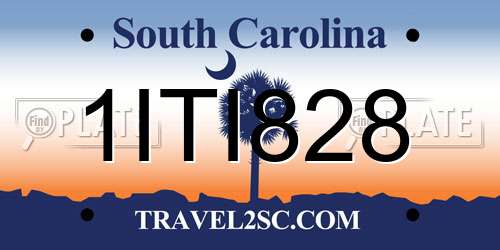 1ITI828 South Carolina License Plate