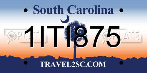 1ITI875 South Carolina License Plate