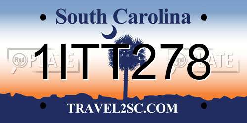1ITT278 South Carolina License Plate
