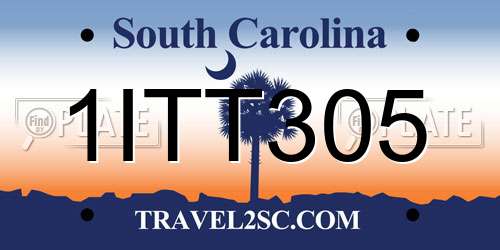 1ITT305 South Carolina License Plate