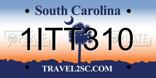 1ITT310 South Carolina License Plate