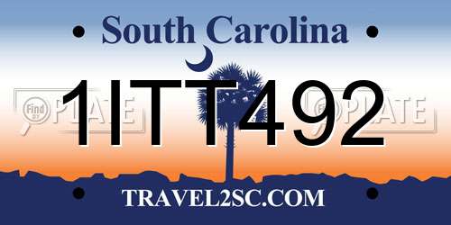 1ITT492 South Carolina License Plate