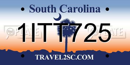 1ITT725 South Carolina License Plate