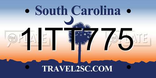1ITT775 South Carolina License Plate