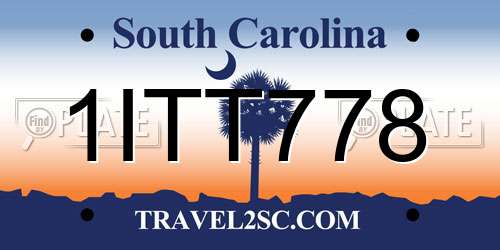 1ITT778 South Carolina License Plate