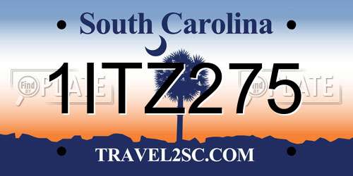 1ITZ275 South Carolina License Plate