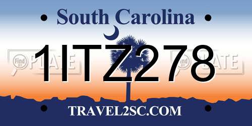 1ITZ278 South Carolina License Plate
