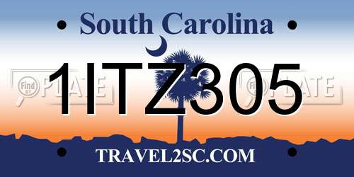1ITZ305 South Carolina License Plate