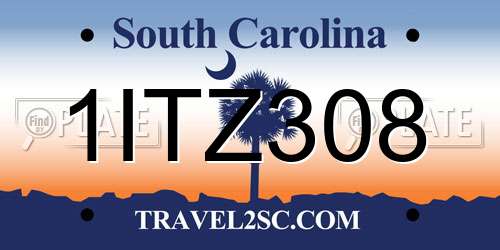 1ITZ308 South Carolina License Plate