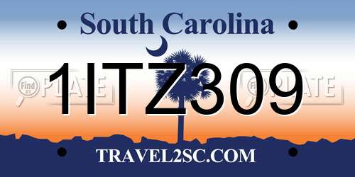1ITZ309 South Carolina License Plate