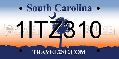 1ITZ310 South Carolina License Plate
