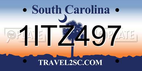 1ITZ497 South Carolina License Plate