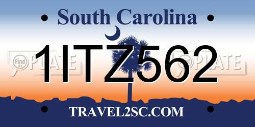 1ITZ562 South Carolina License Plate
